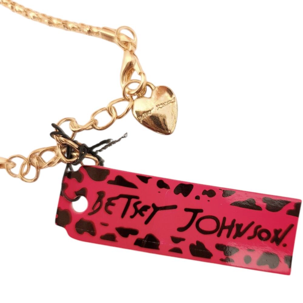 BETSEY JOHNSON Dragonfly bling statement chain crystal necklace gold blue NEW - Picture 4 of 5